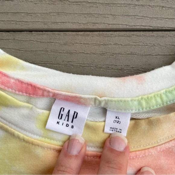 GAP Girl’s Long Sleeve Shirt Multicolored Tie-Dye Knotted Front XL - Picture 4 of 5
